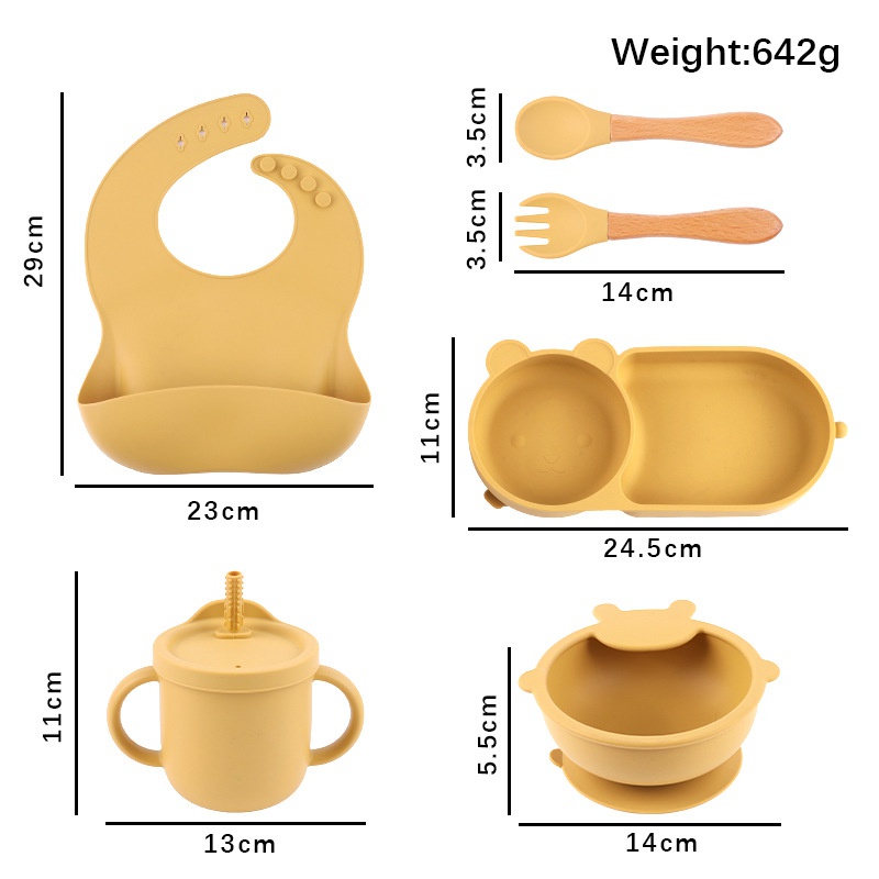 Children's integrated silicone bowl and dish set