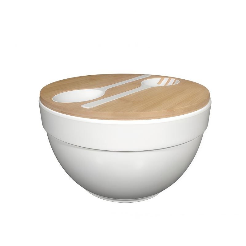 Ecoway Patented 10 Inch Melamine Salad Bowl with Lid and Utensils