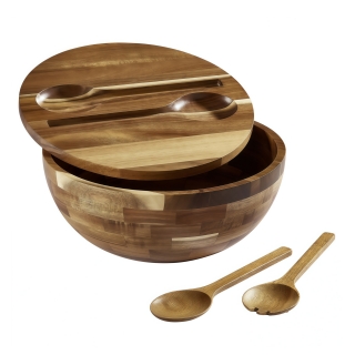 ECOWAY All-in-One Acacia Wood Salad Bowl Set: The Timeless Kitchen Essential Reimagined