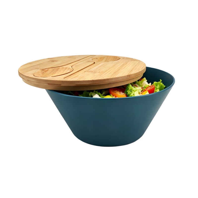 Ecoway All-In-One Salad Bowl Set | rPET Bowl + Bamboo Lid + Bamboo Salad Servers